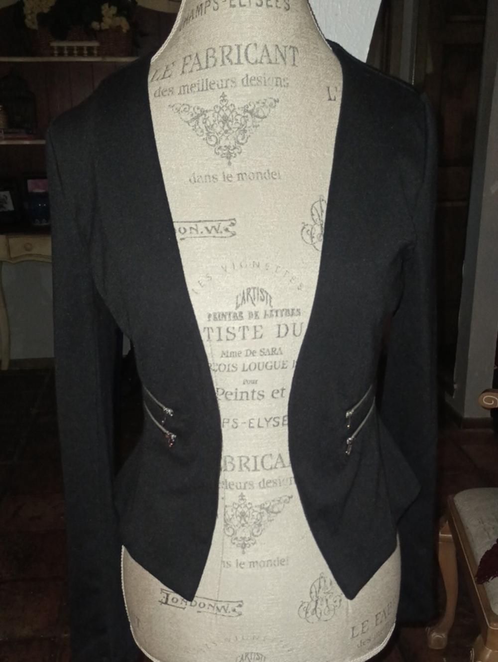 Have Black Open-Front Blazer with Zip Pocket Accents
